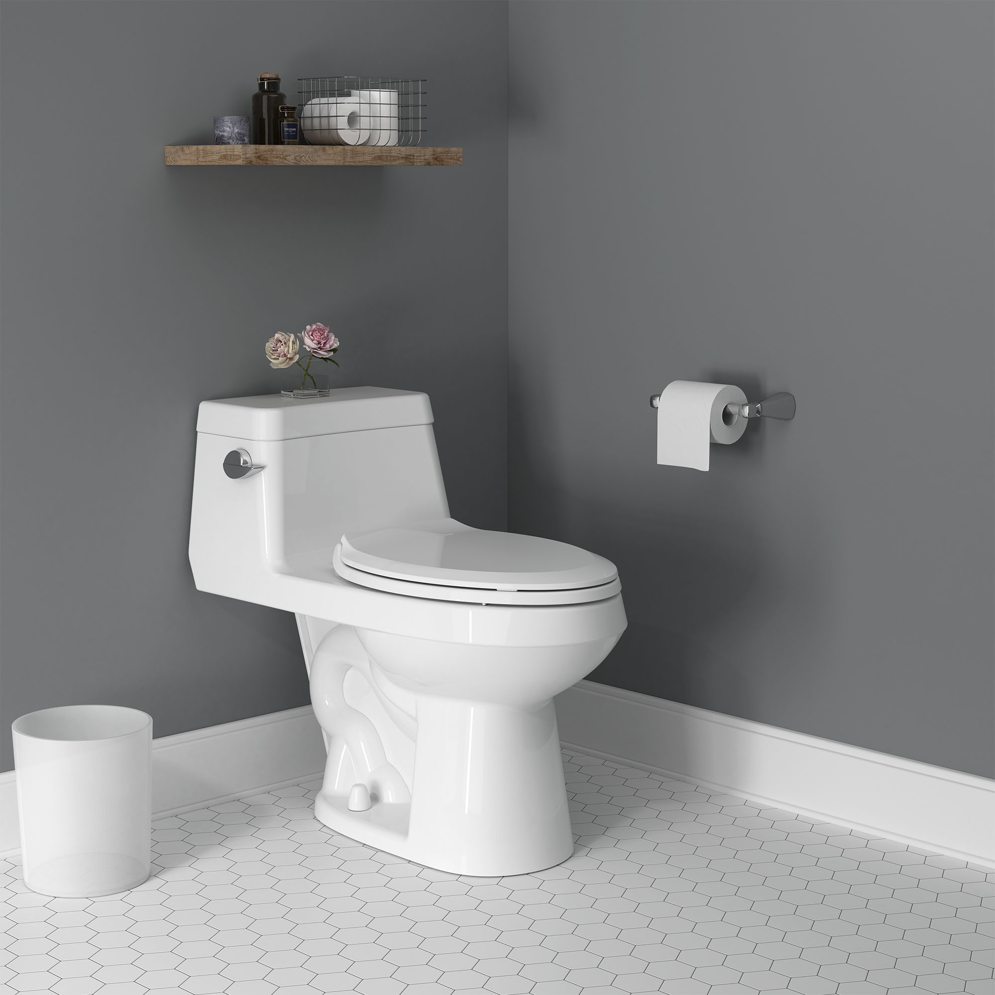 Toilette monopièce Colony, 1,28 gpc/4,8 lpc, à cuvette allongée à hauteur de chaise avec siège